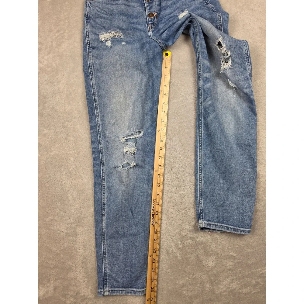 Hollister Ultra High-Rise Mom Jean Women 3R W26 L27 Blue Distressed Button Fly